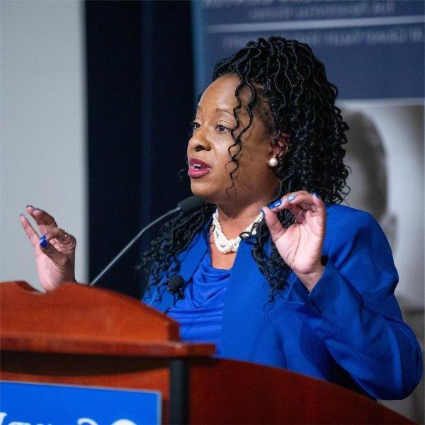 TaRita Johnson delivers speech at DeVos Center during MLK Week